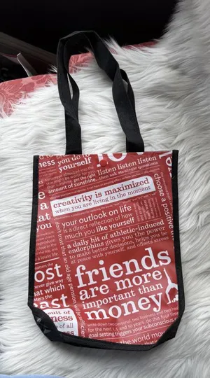 Red and White Lululemon Tote Bag with Black Handles thumbnail 1