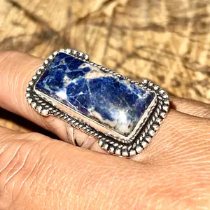 Navy Sodalite Ring Size 6 3/4 Blue thumbnail 2