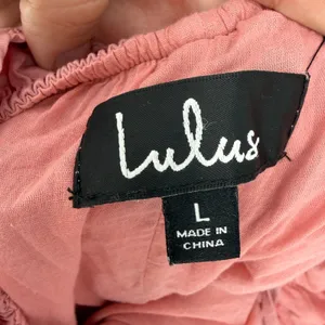 Lulus Pink Mini‎ Sundress Size L Ruffle Tie Back Strappy Beach Babydoll Dress thumbnail 3