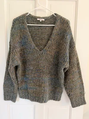 Madewell Alpaca Merino Wool Fuzzy V-Neck Chunky Knit Sweater‎ Size S thumbnail 1