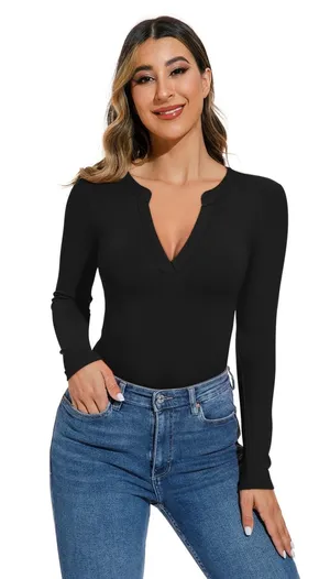REORIA Deep V Neck Bodysuit thumbnail 1