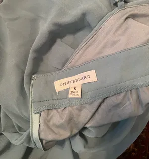 Formal blue bridesmaid cocktail sundress thumbnail 5