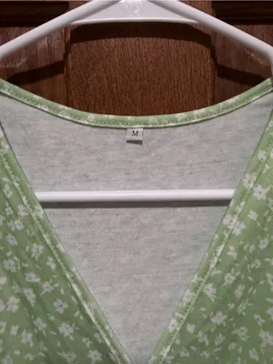 Light Green Floral Wrap Dress - Women thumbnail 4