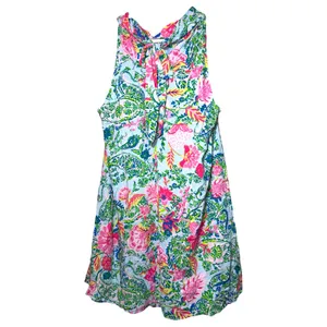 Emily Wonder 1X NWT Floral‎ Paisley Swing Dress Tie Neck Sleeveless Resort NWT thumbnail 4