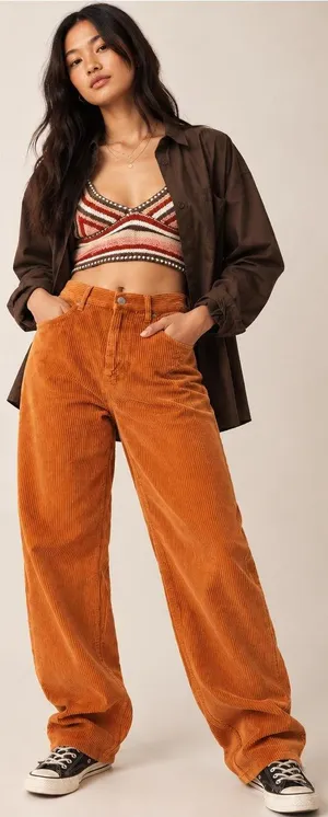 BDG High Rise Baggy Corduroy Pants Orange Size 26 thumbnail 1