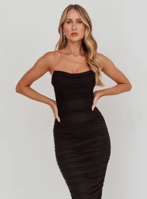 NWT Chic Strapless Black Dress thumbnail 1