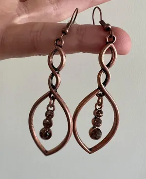 Bronze Metallic Dangle Earrings Gold thumbnail 4