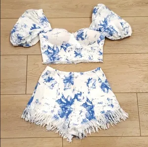 The Sang Bleached Set- Crop Top & Shredded Shorts thumbnail 5