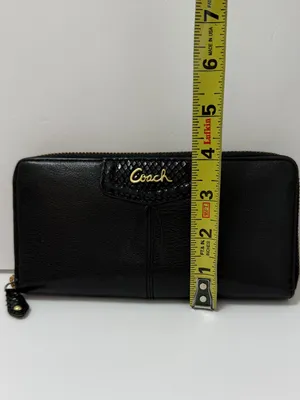 Coach Ashley Zip Around Accordion Leather Wallet Black thumbnail 9