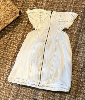 Hello Molly White Denim Strapless Mini Dress Size Small thumbnail 1