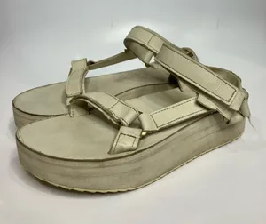Teva platform Sandals white leather uppers & footbed womens size 9 casual trendy thumbnail 3