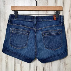 7 For All Mankind Button Fly High Rise Denim Mini Shorts Womens Size 27 thumbnail 5