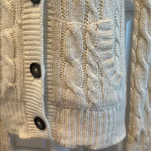 Aeropostale Large Vintage Y2K Cream Hooded‎ Ramie-Blend Knit Cardigan Sweater thumbnail 4