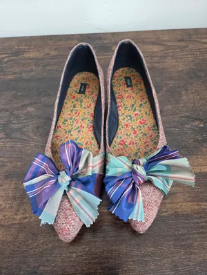 Mere Ballet Flat Shoe Bows Tweed Colorful Ecentric Artsy Fun Statement Size 9 thumbnail 3