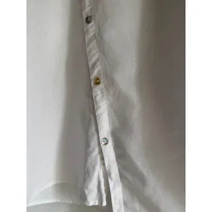 White Linen Cotton Asymmetrical Button Blouse Women's Relaxed Fit Top thumbnail 3