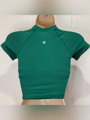 Lululemon Swiftly Tech Cropped Short Sleeve Shirt 2.0 Size 0 Cascadia Green Yoga thumbnail 4
