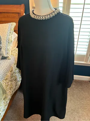 H&M Black Pearl-Trimmed Dress Size 12 thumbnail 4