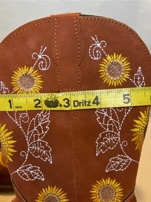 Brown Sunflower Embroidered Cowgirl Boots size 37-please see approx. measurement thumbnail 11