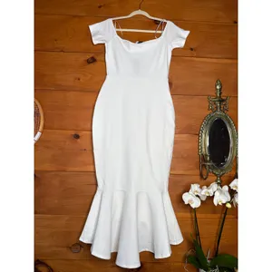 Lulus How Much I Care Ivory Off-the-Shoulder Midi Dress Mermaid Bridal Medium thumbnail 5