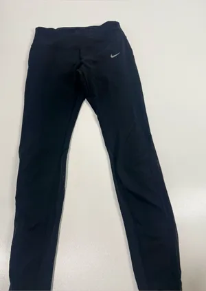 Nike Black Leggings with Silver Swoosh thumbnail 1