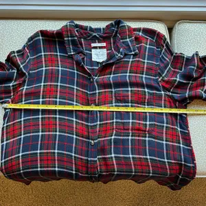 American Eagle Ahh-amazingly Soft Boyfriend Fit Red & Blue Plaid Shirt Sz L thumbnail 11
