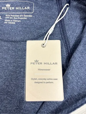 Peter Millar Navy Quarter-Zip Pullover White Trim Performance Top Size L NWT thumbnail 6