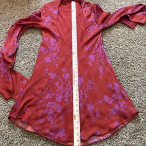 Free People Aries Mini Dress Red & Purple Floral Long Sleeve Size Medium thumbnail 10