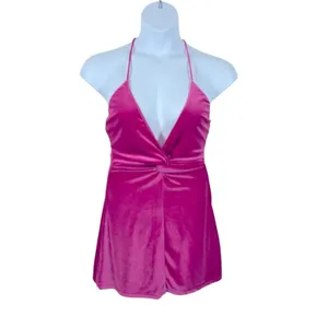 REVOLVE More To Come Kimmie Pink Velvet Mini Dress M Open Back Birthday Party thumbnail 4