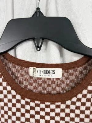 Anthropologie 4th reckless bodysuit checkered brown thumbnail 2