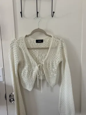 White  Tie Knit Sweater thumbnail 4