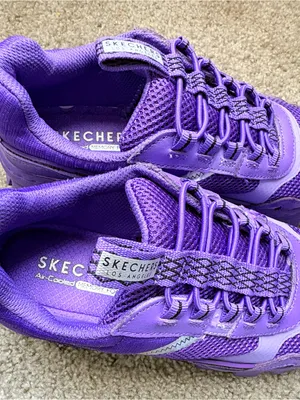 SKECHERS Women’s Purple Memory Foam Leather Low Top Lace-Up Athletic Sneakers thumbnail 6