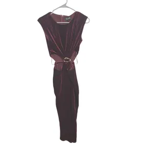 D.ARK Dress Velvet Cutout Burgundy Gold Hardware Midi M NWOT Aesthetic thumbnail 2