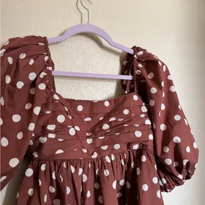 Abercrombie & Fitch Brown Polka Dot Emerson Puff Sleeve Mini Dress Sz Small‎ NEW thumbnail 2