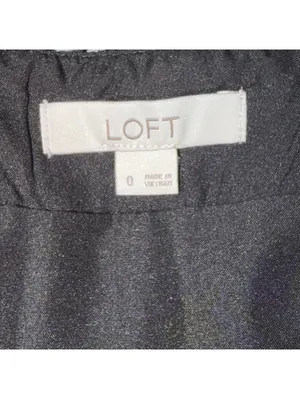 LOFT Size 0 Black White Herringbone Wool Mini Skirt thumbnail 6