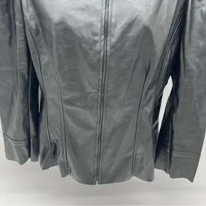 DO+BE Black Vegan Leather Zippered Front Jacket with Puff Sleeves-Size M thumbnail 3