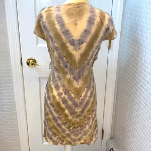 Anthropologie Maronie 💯 cotton tie dye tan/lavender tee shirt dress. Size M NWT thumbnail 6