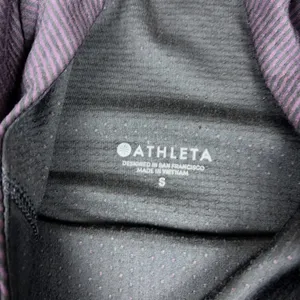 Athleta Hoodie Womens Small Purple Striped High Neck Pullover Thumbholes Knit thumbnail 7