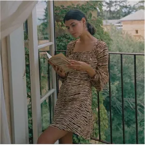Faithfull the‎ Brand Ira Animal Print Square Neck Mini Dress Size 2 Safari Chic thumbnail 9