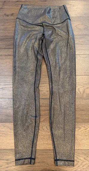 Lululemon Metallic Gold and Black Metallic High-Waist Leggings Size 6 - C1-343 thumbnail 1