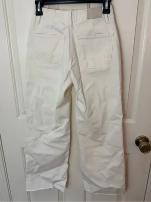 Paige Anessa Raw Hem High Waist Crop Wide Leg Utility Jeans thumbnail 5