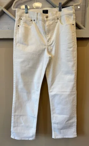 J. Crew Women White Denim Mid Rise Straight Fit Zip Jeans Size 28 thumbnail 1