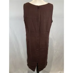Vintage Sag Harbor chocolate brown stitched and turquoise beaded dress size 14 thumbnail 3