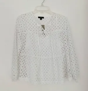 NEW J Crew Tiered Top in Embroidered Eyeles thumbnail 4