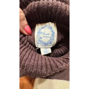 Blue Rain Womens Colorblock‎ Turtleneck Sweater Brown Tan Cream Cropped Small thumbnail 2