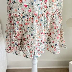 Kate Spade Floral Ruffle Peplum Sleeveless Blouse thumbnail 3
