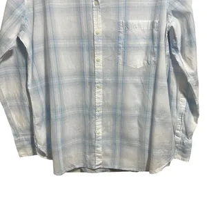 H&M Logg Women's Sz 12 Button Down Plaid Shirt Collared Long Sleeve Blue White thumbnail 3