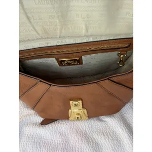 Lauren Ralph Lauren Leather Saddle Crossbody Handbag Purse thumbnail 8