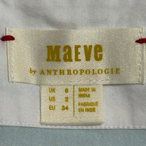 Anthropologie Maeve White Cotton Tie Button Up Shirt Size‎ 2 EUC thumbnail 3