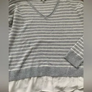 Lucky brand womens v neck striped sweater-layered thumbnail 2