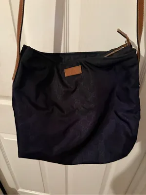 Gucci Gg Crossbody Tote Bag in Navy with Tan Strap thumbnail 3